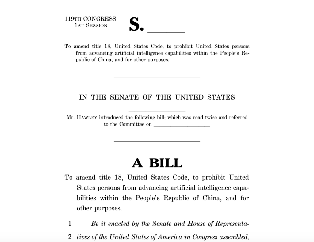 DeepSeek AI Ban: Hawley’s Bill Seeks to Cut US-China AI Ties, Impose Jail Time